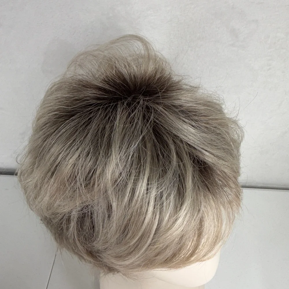 Paula Young AVG Wig Short Layered Pixie Ash Blonde Dark Roots A0304 Synthetic